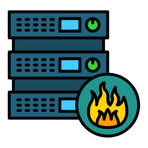 Firewall Icon Next To A Server Rack 