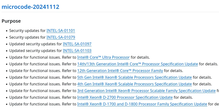 Intel Update