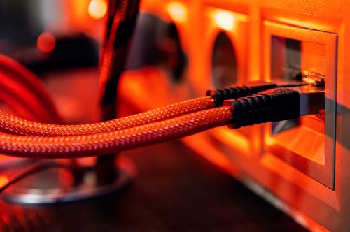 Cables Red Light Background