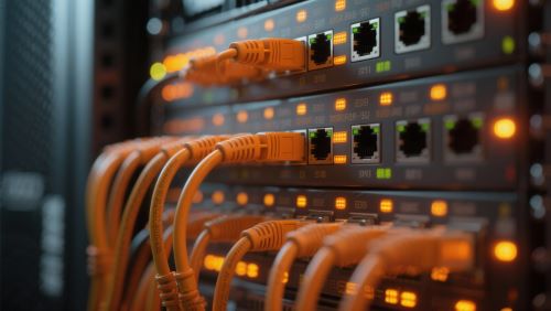 Cybersecurity Server Rack Dark Background