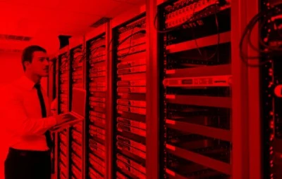 A Server Room With Red Warning Lights Esm W400