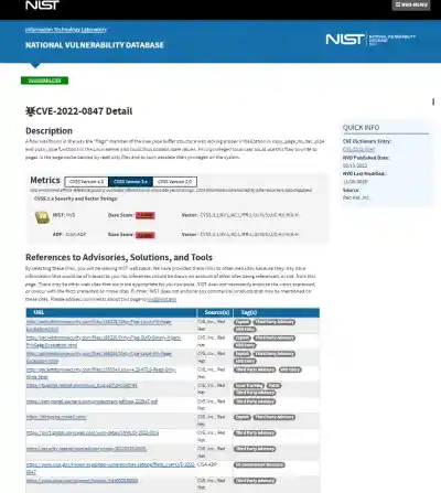 NVD CVE 2022 0847 Screenshot Esm W400
