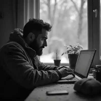 Candid Image Man Working Laptop Esm W400
