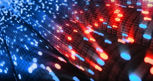 Hacking Red And Blue Digital Binary Code Matrix Esm H267