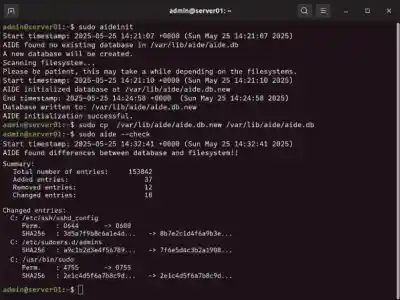 Terminal Screenshot Showing An Aide Integrity Check Terminal Screenshot Showing An AIDE Integrity Check 600x450 Esm W400