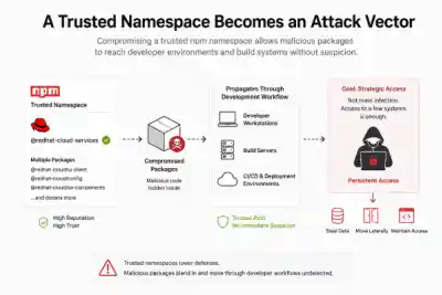 How A Trusted Namespave Becomes An Attack Vector Npm 600x400 Esm W400