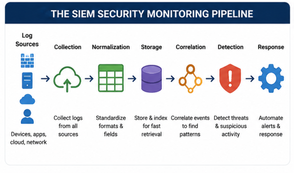 The SIEM Security Monitoring Pipeline 600x354