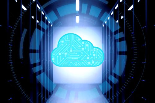 Server Racks Abstract Cloud Overlay